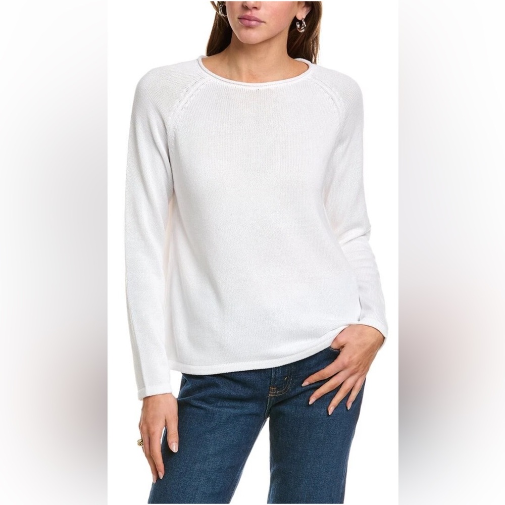 NWT $198 Eileen Fisher White Raglan Sleeve Sweater Size XXS Cotton - Picture 3 of 11